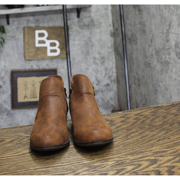 Sun + Stone Womens Adelinee Double Zip Ankle Booties Brown 5M - Picture 3 of 11